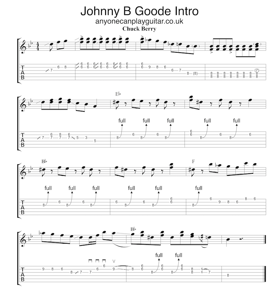 How to Play Johnny B Goode, Part 1 - Intro - Anyone Can ...